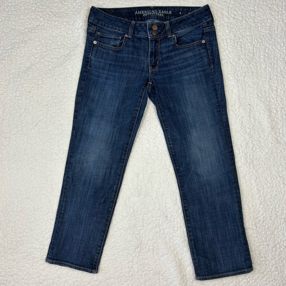 American Eagle Artist Crop Jeans Women's Size 6 Blue Denim Stretch AEO Jeans